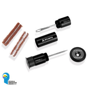GRANITE, Stash Tire Plug, Tubeless Repair Kit, Werkzeug und Flicken verstaut im Lenker, BLACK - schwarz